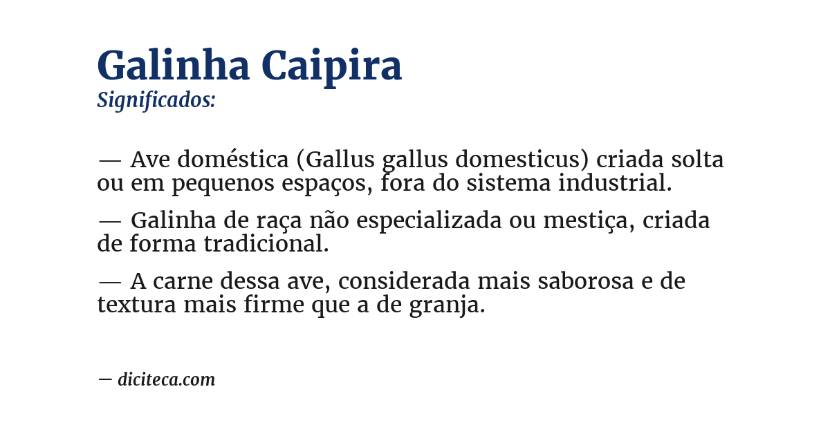 Significado de galinha caipira