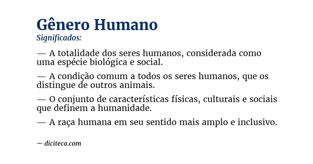 Significado de gênero humano