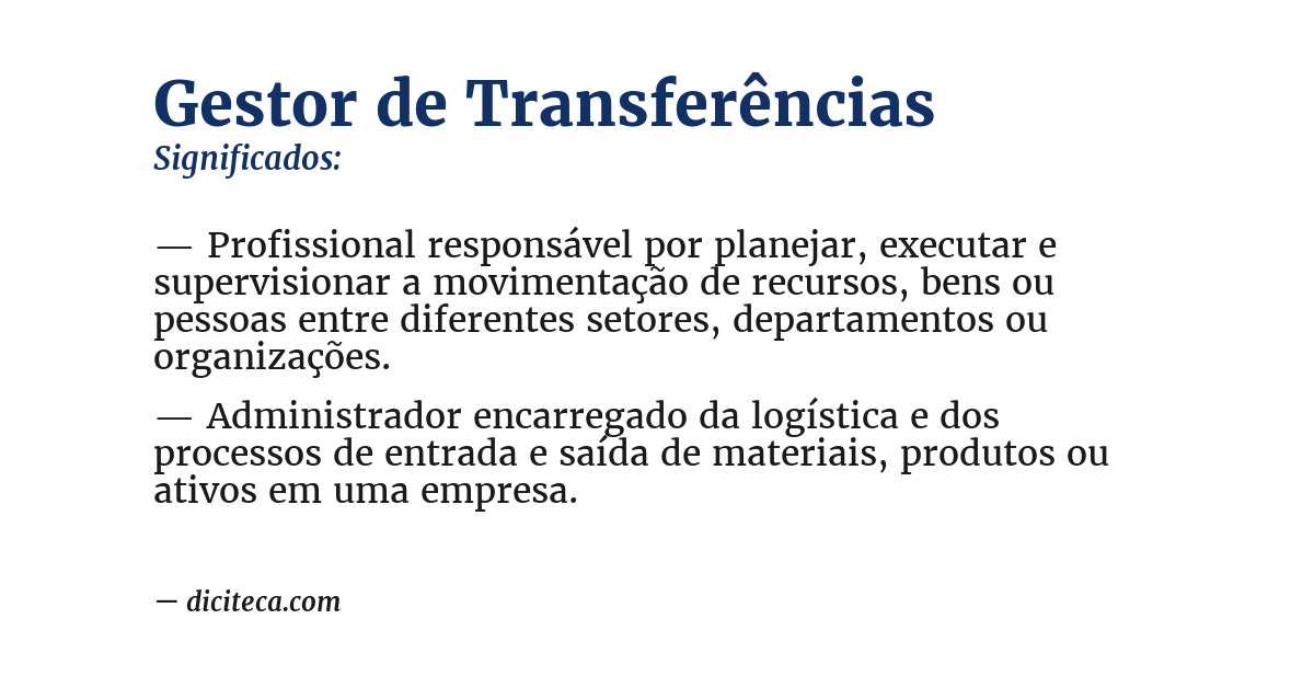Significado de gestor de transferências