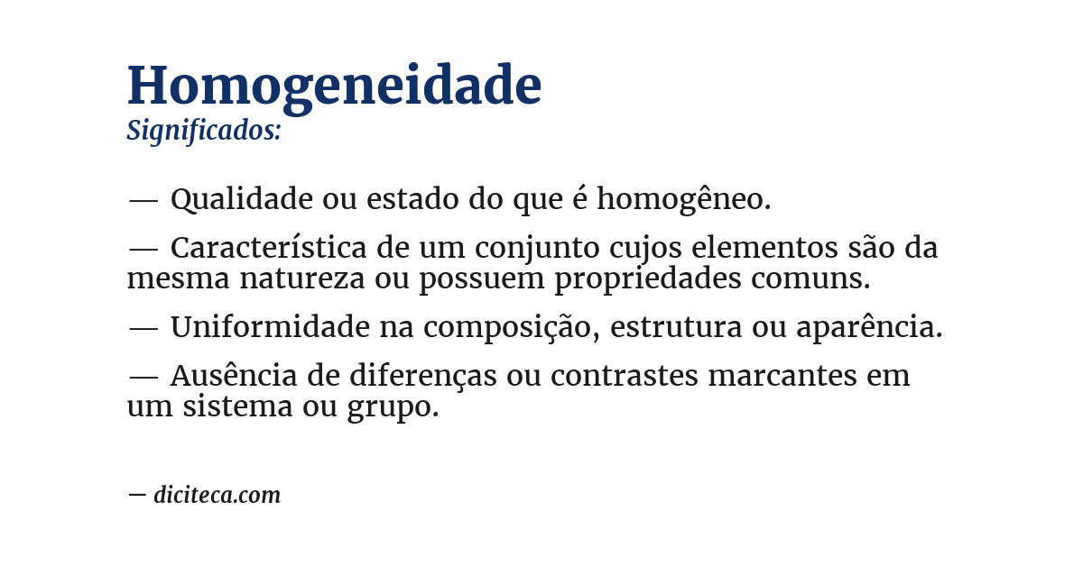 Significado de homogeneidade