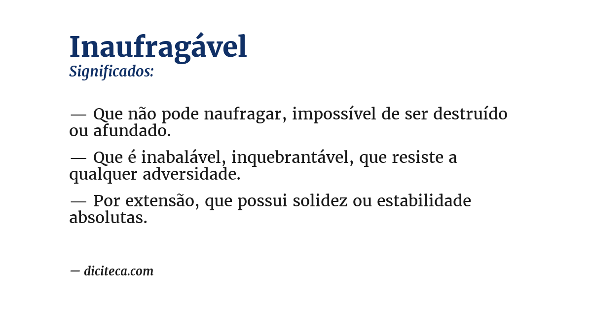 Significado de inaufragável