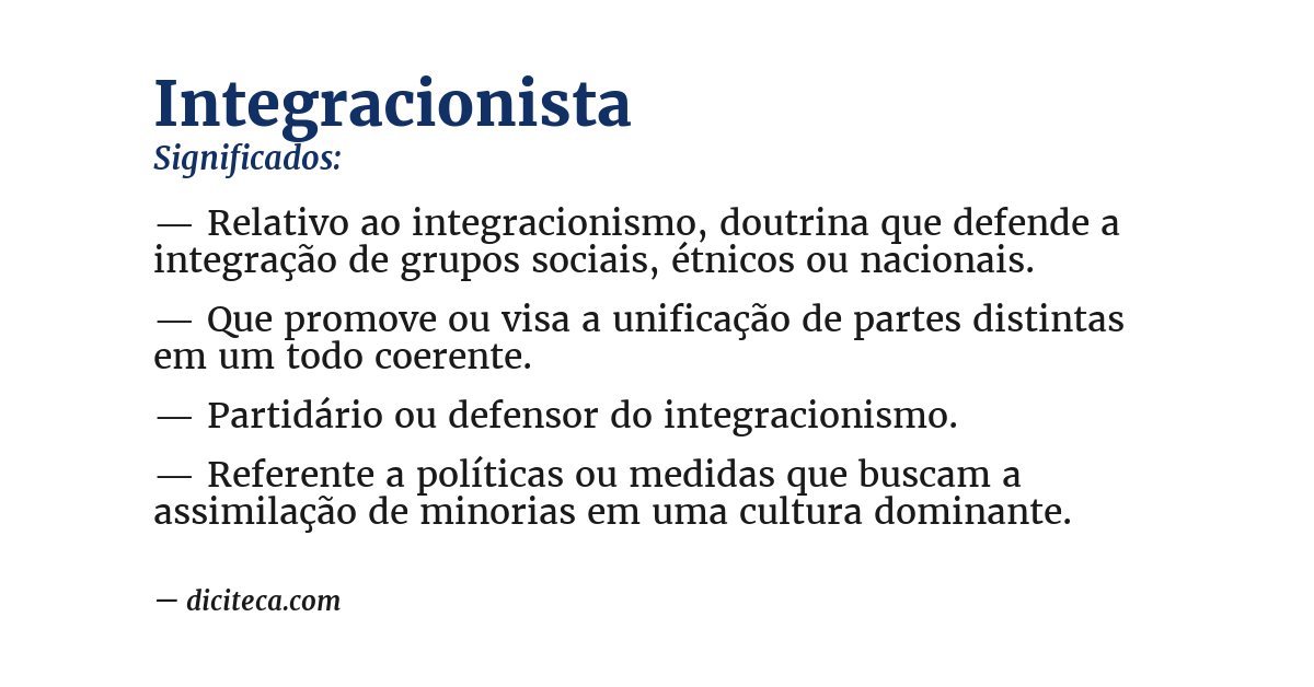 Significado de integracionista
