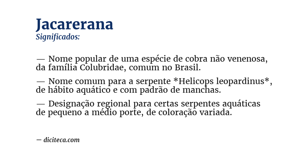 Significado de jacarerana