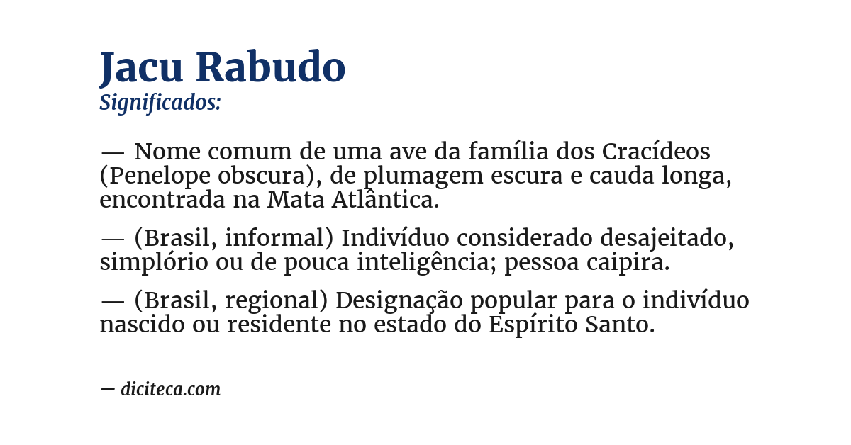 Significado de jacu rabudo