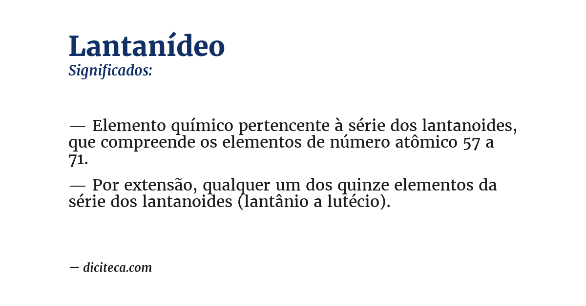 Significado de lantanídeo