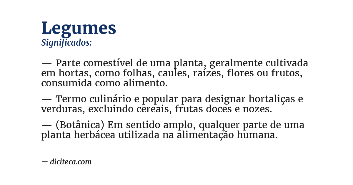 Significado de legumes