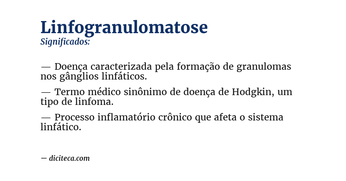 Significado de linfogranulomatose