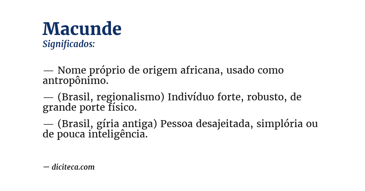 Significado de macunde