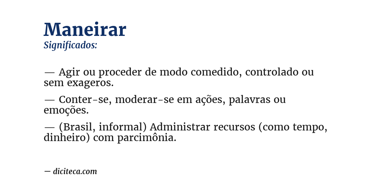 Significado de maneirar