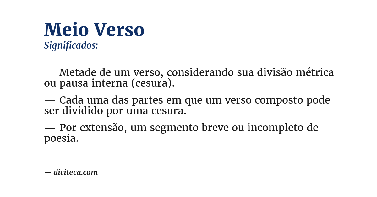 Significado de meio verso
