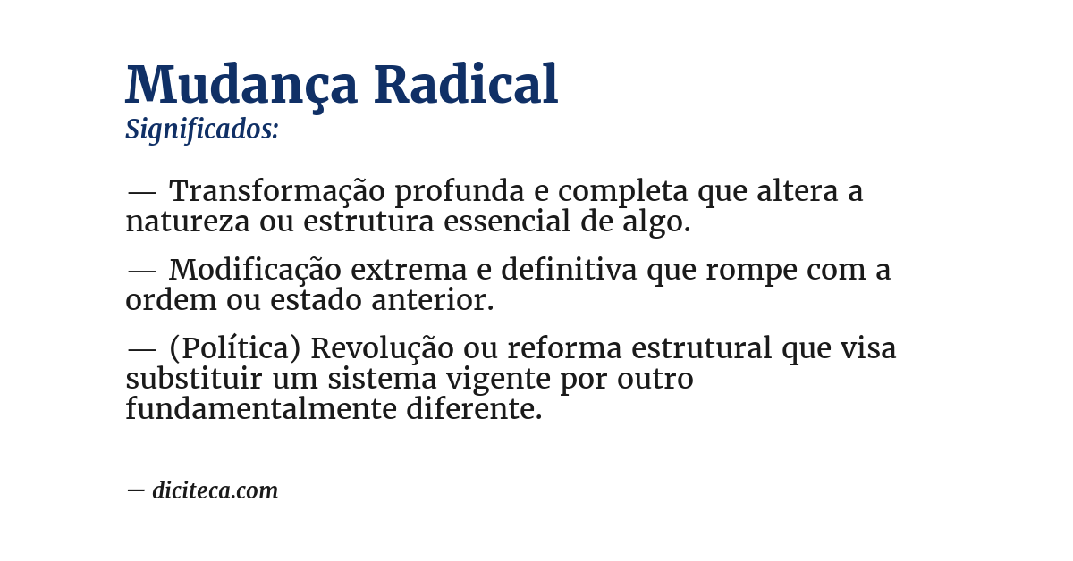 Significado de mudança radical