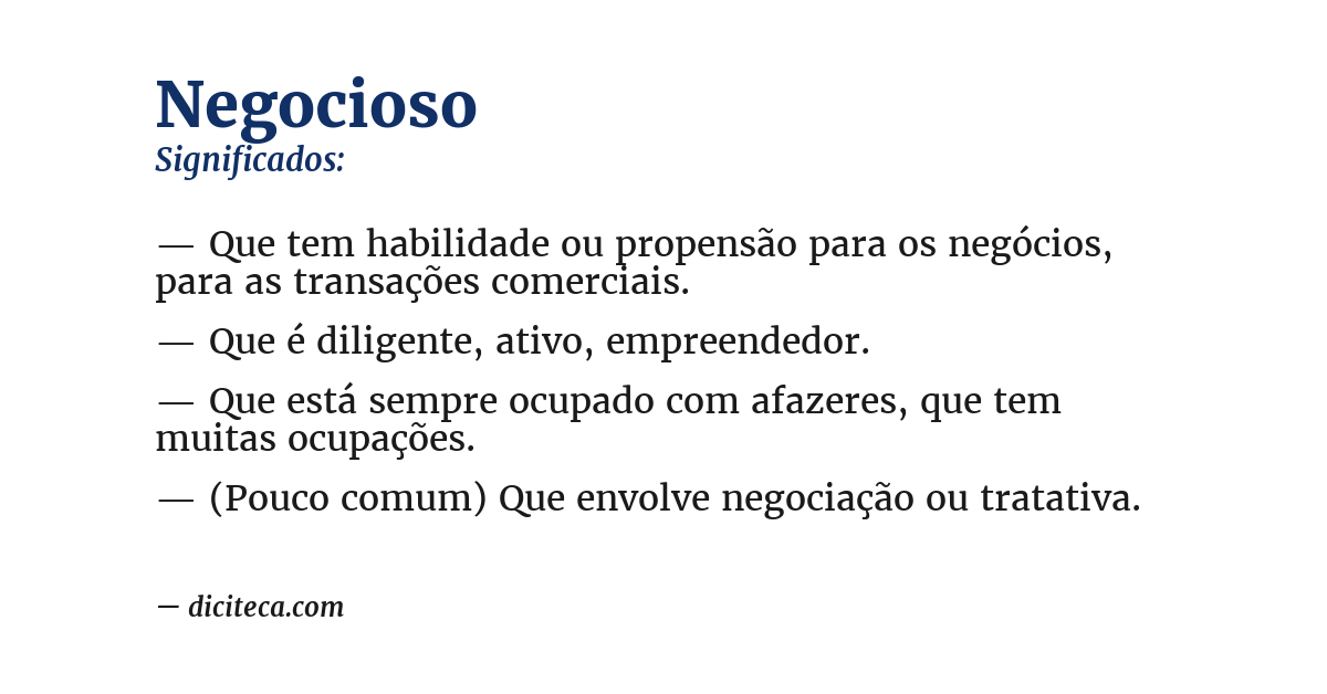 Significado de negocioso