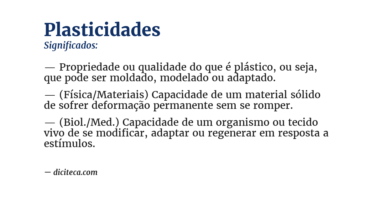 Significado de plasticidades