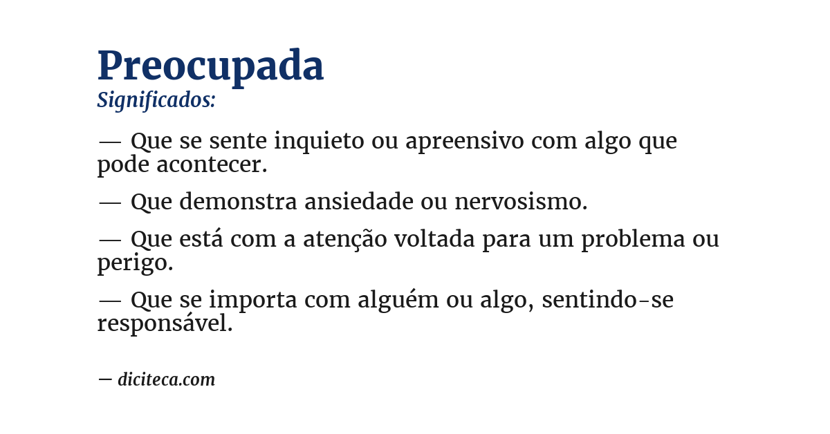 Significado de preocupada
