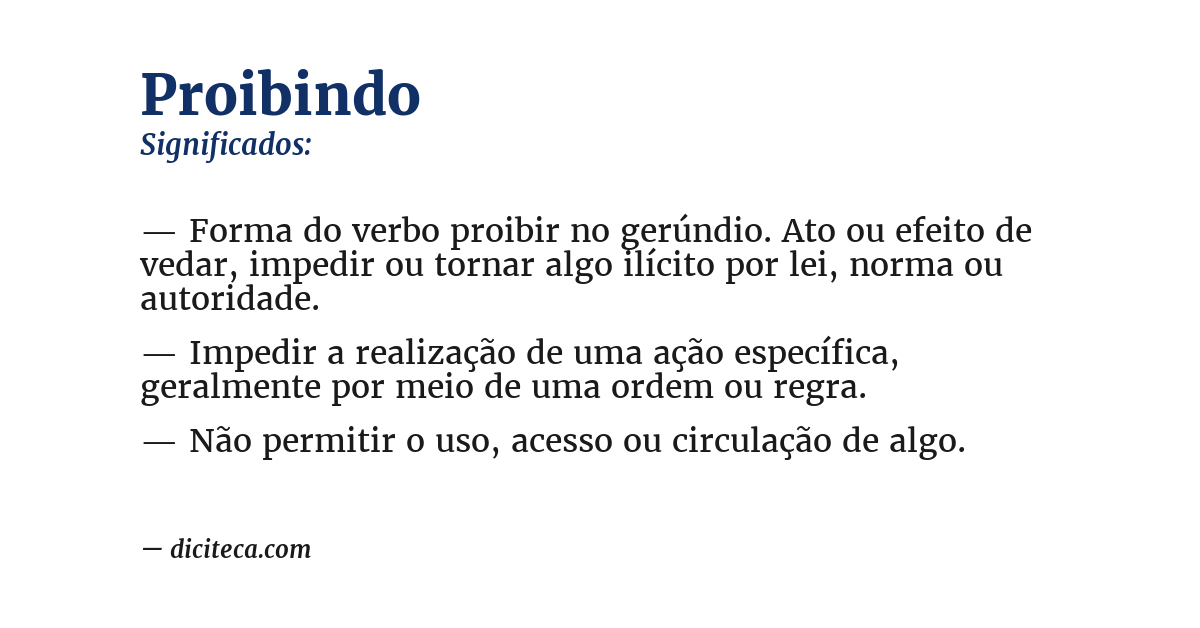 Significado de proibindo