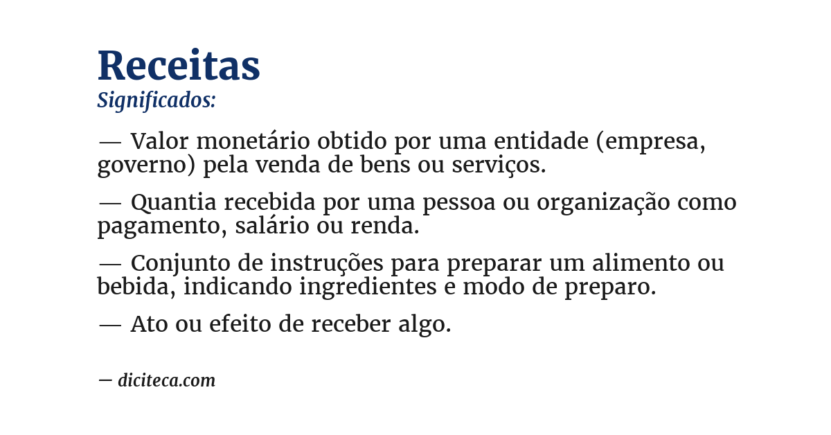 Significado de receitas