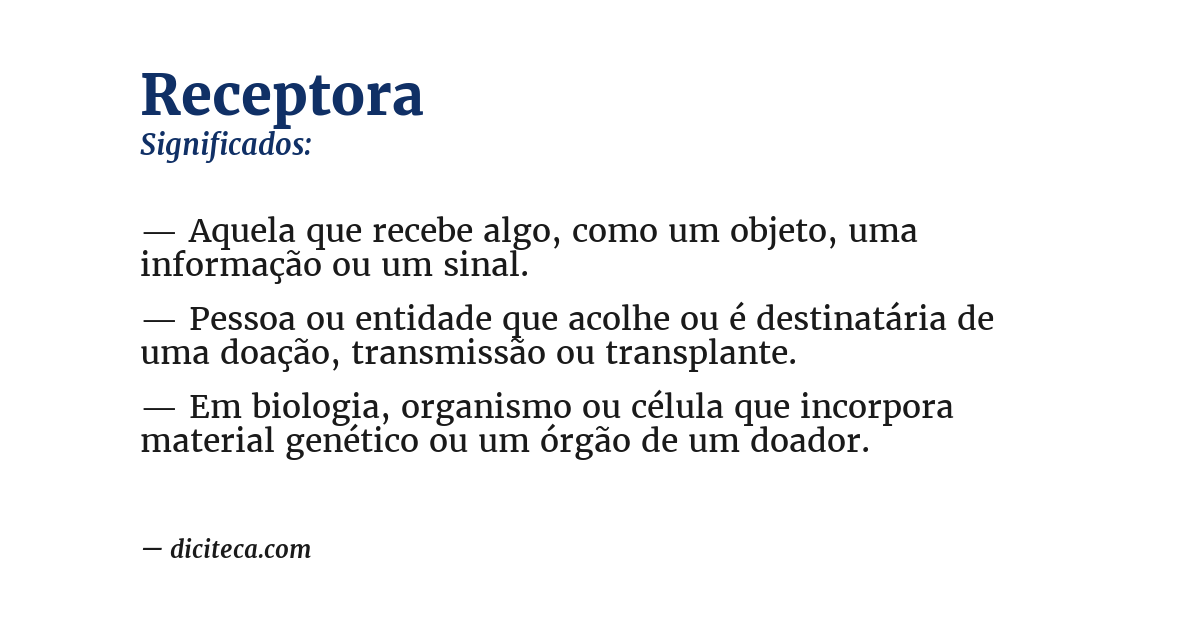 Significado de receptora