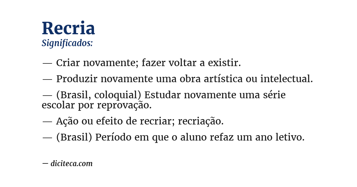 Significado de recria