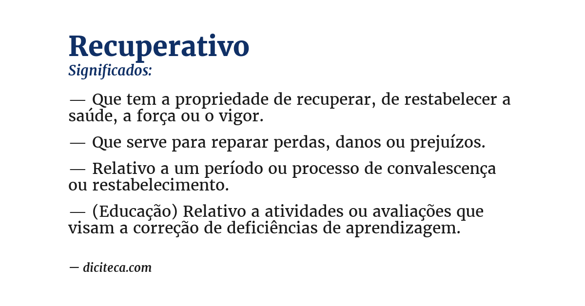 Significado de recuperativo