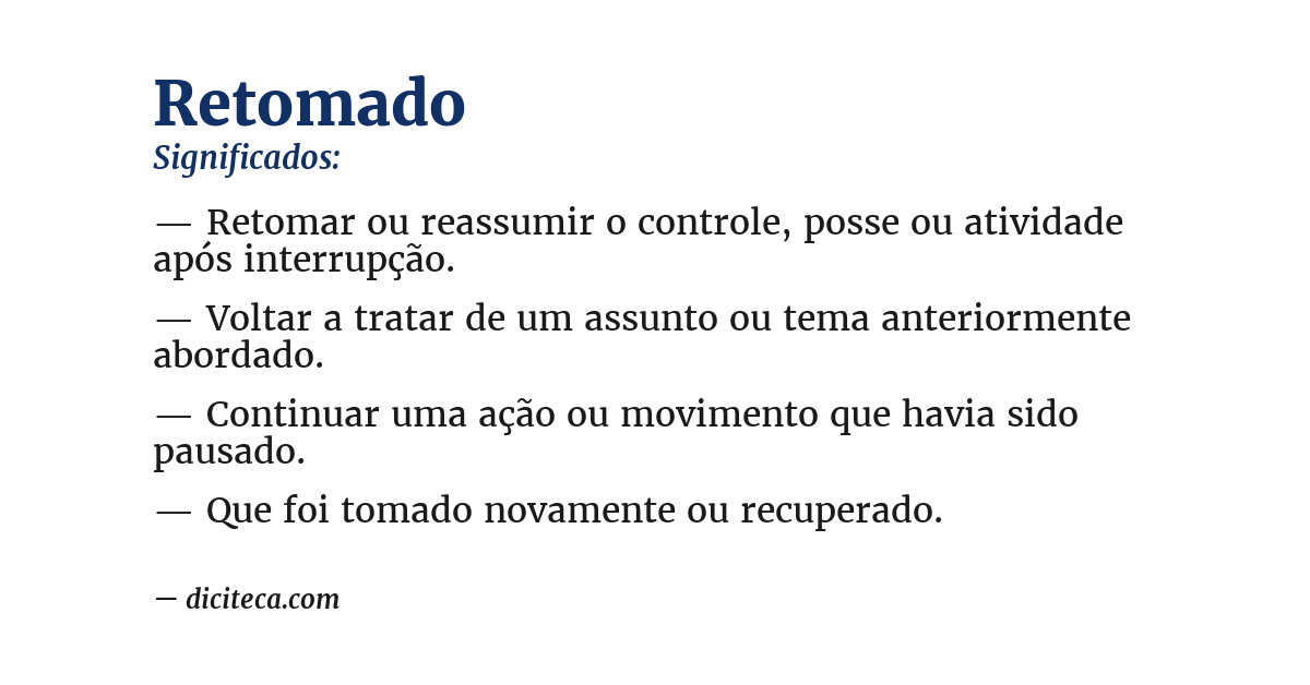 Significado de retomado