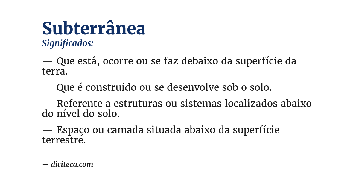 Significado de subterrânea