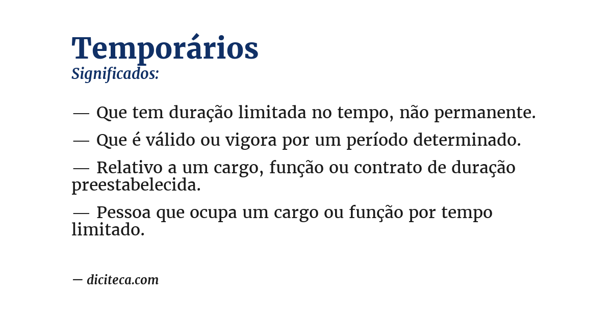 Significado de temporários