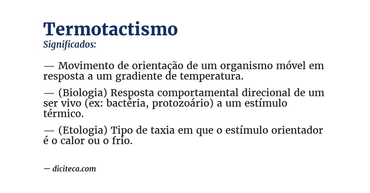 Significado de termotactismo