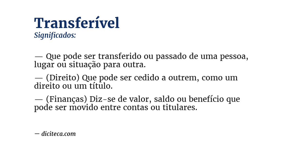 Significado de transferível