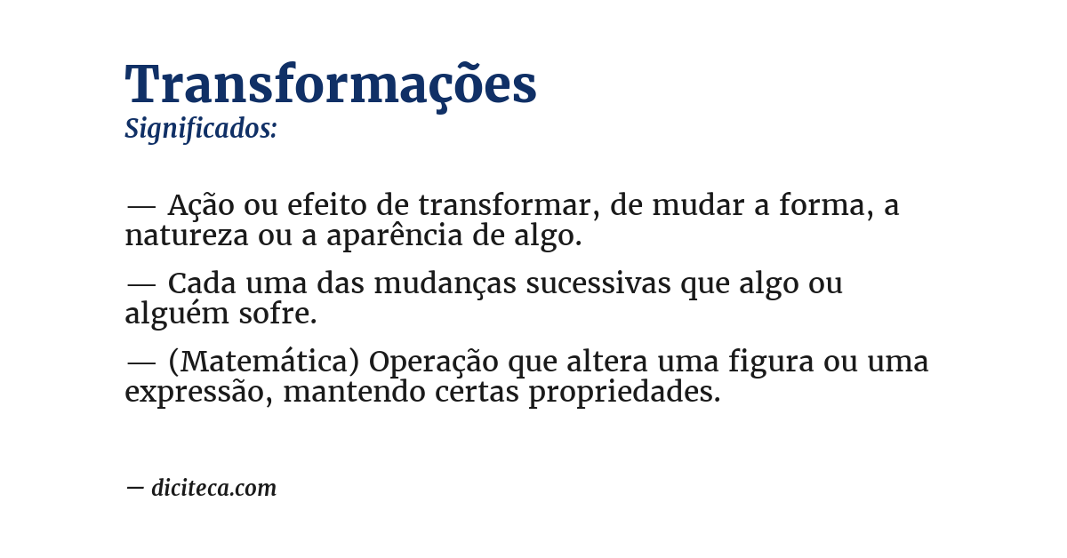 Significado de transformações