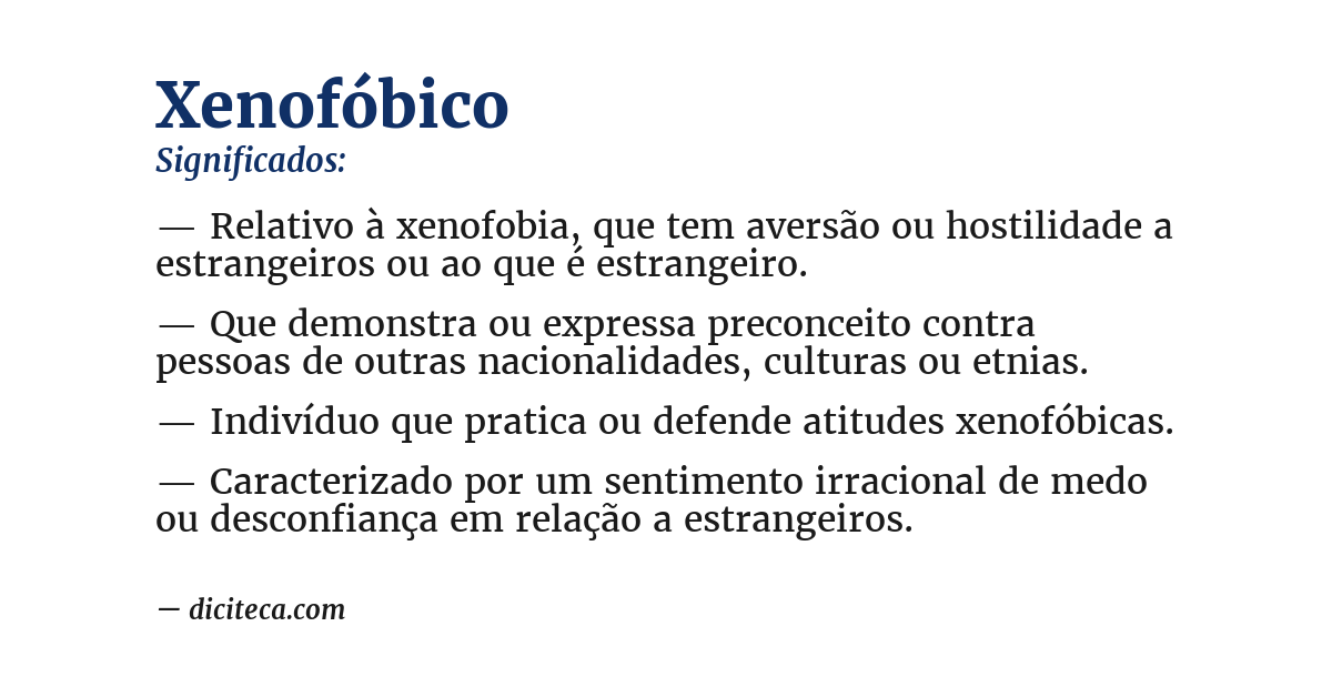 Significado de xenofóbico