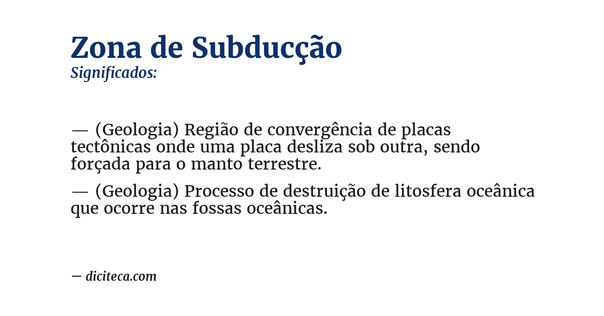 Significado de zona de subducção