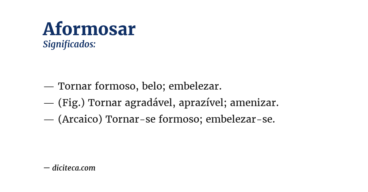 Significado de aformosar