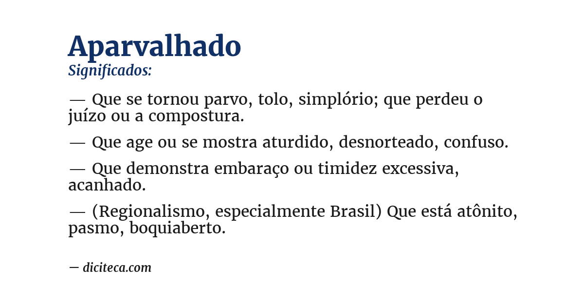Significado de aparvalhado