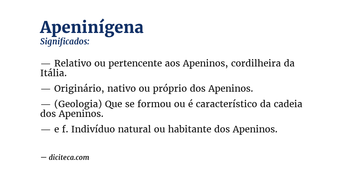 Significado de apeninígena