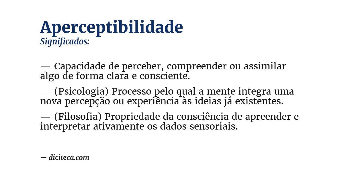 Significado de aperceptibilidade