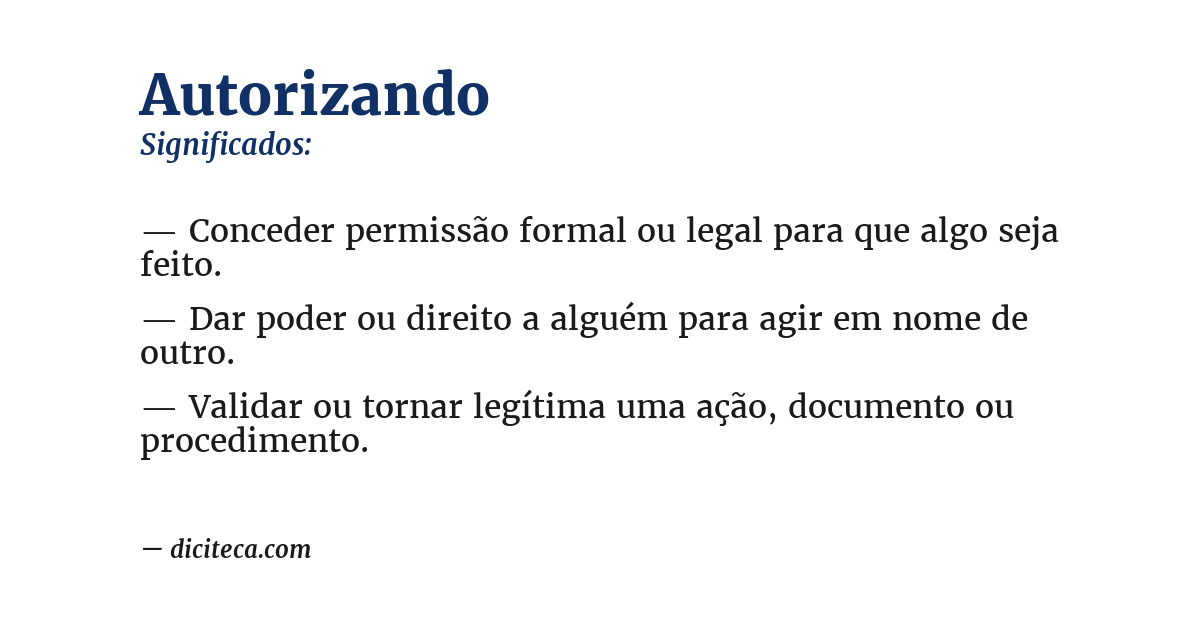Significado de autorizando