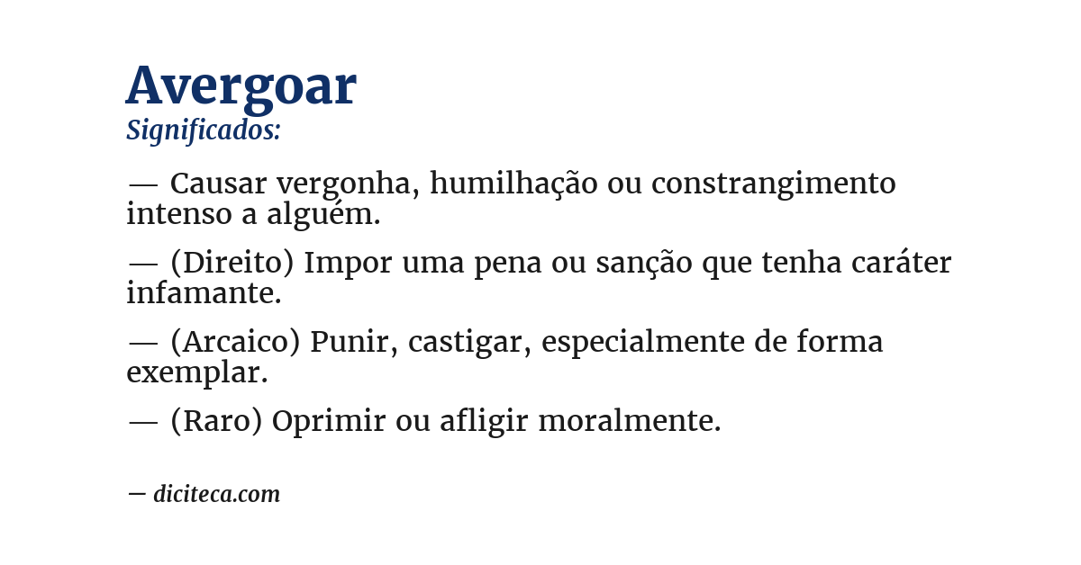 Significado de avergoar