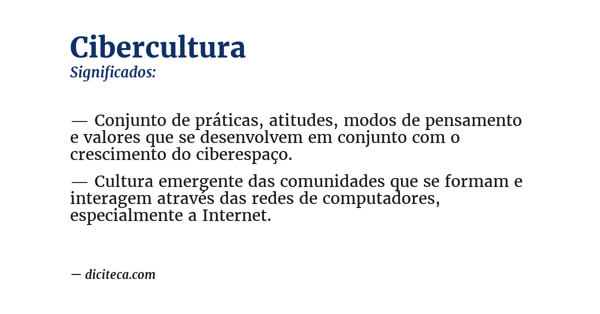 Significado de cibercultura