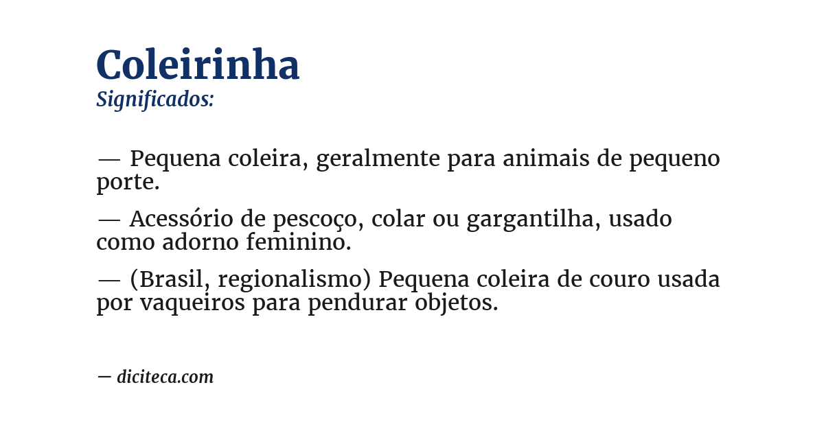 Significado de coleirinha