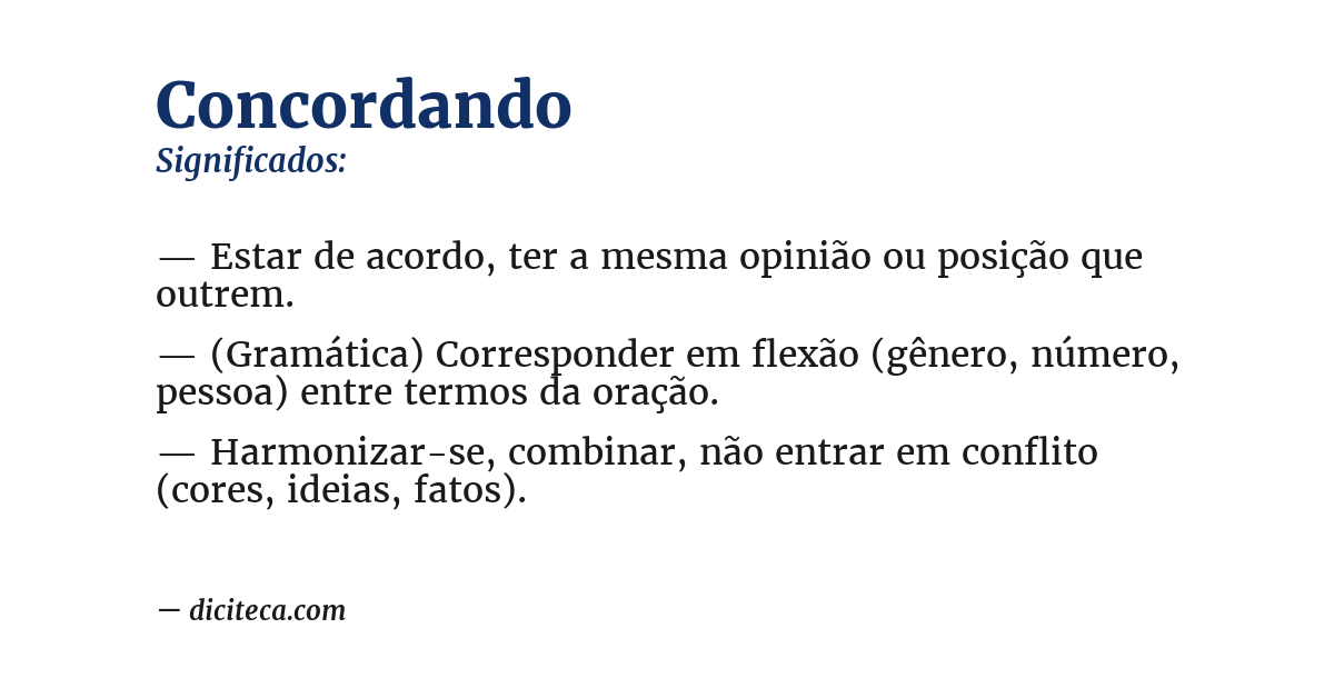 Significado de concordando