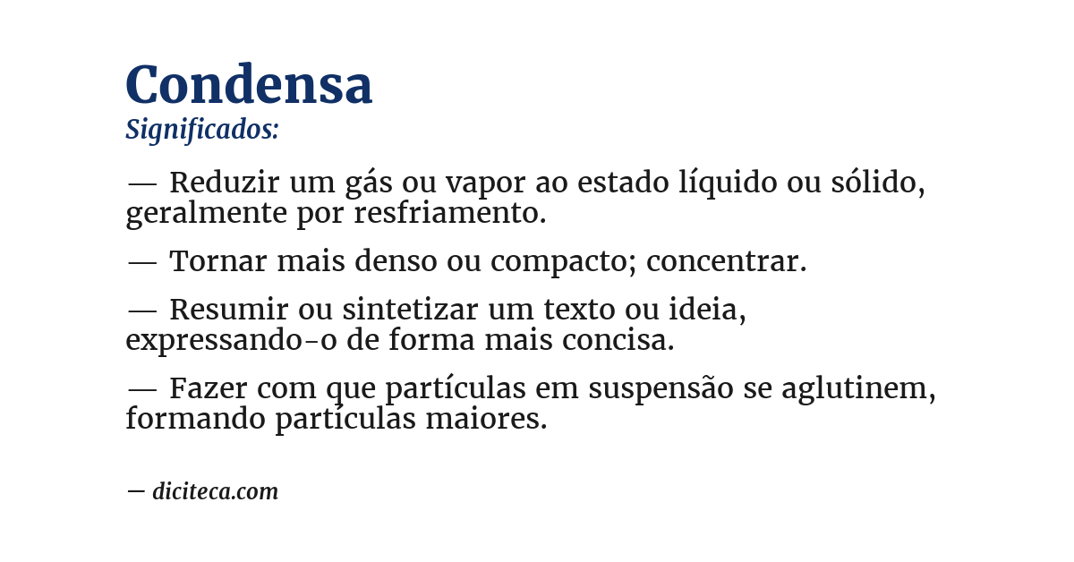Significado de condensa