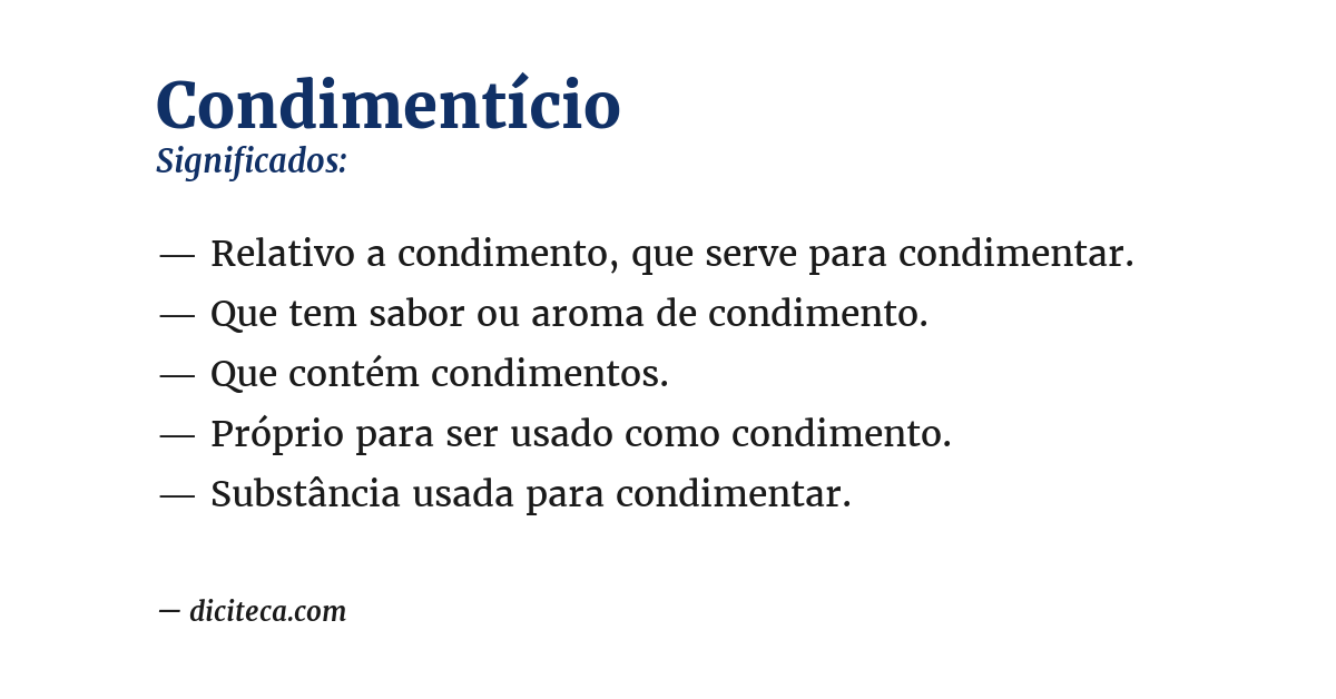 Significado de condimentício
