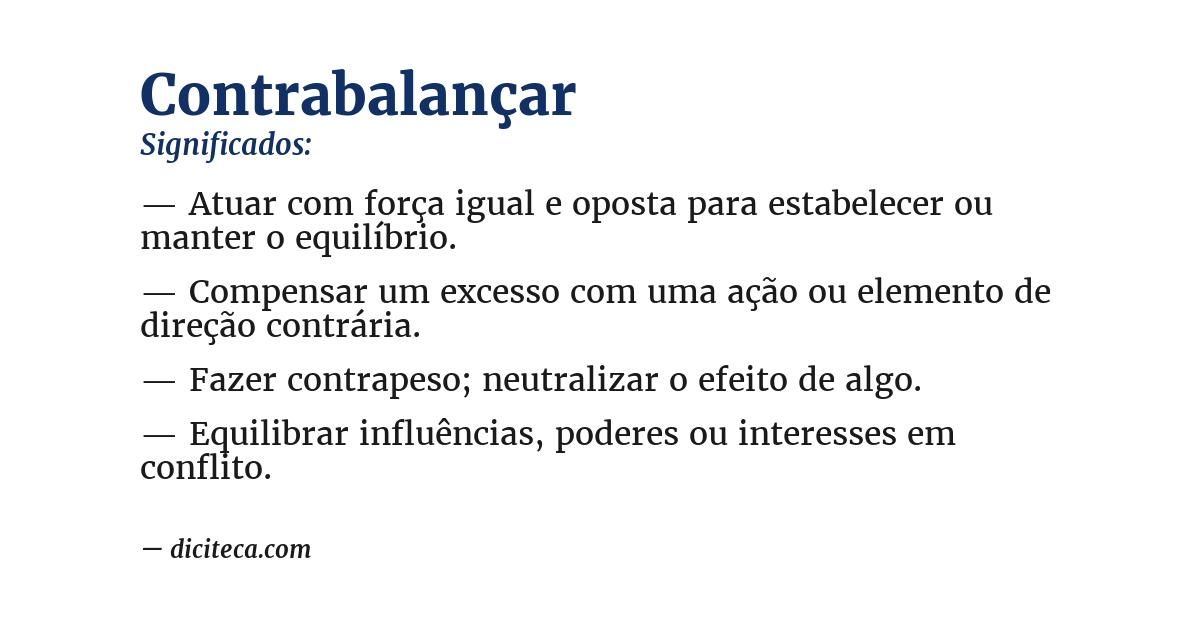Significado de contrabalançar