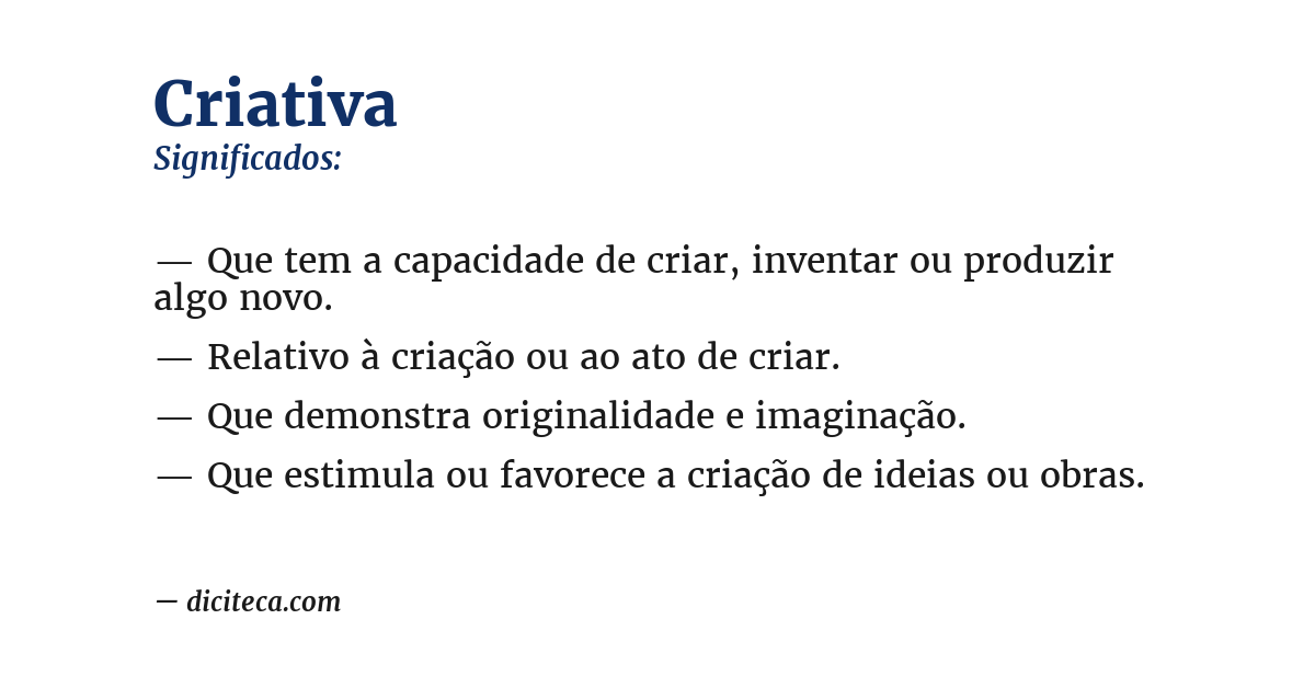 Significado de criativa