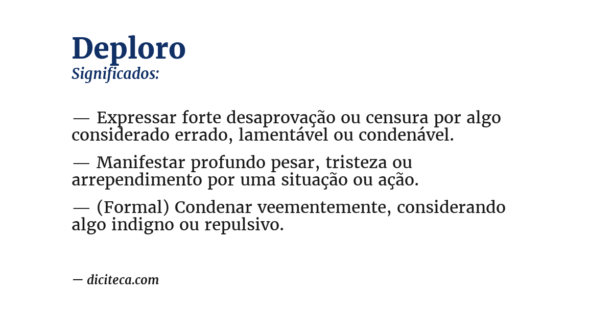 Significado de deploro