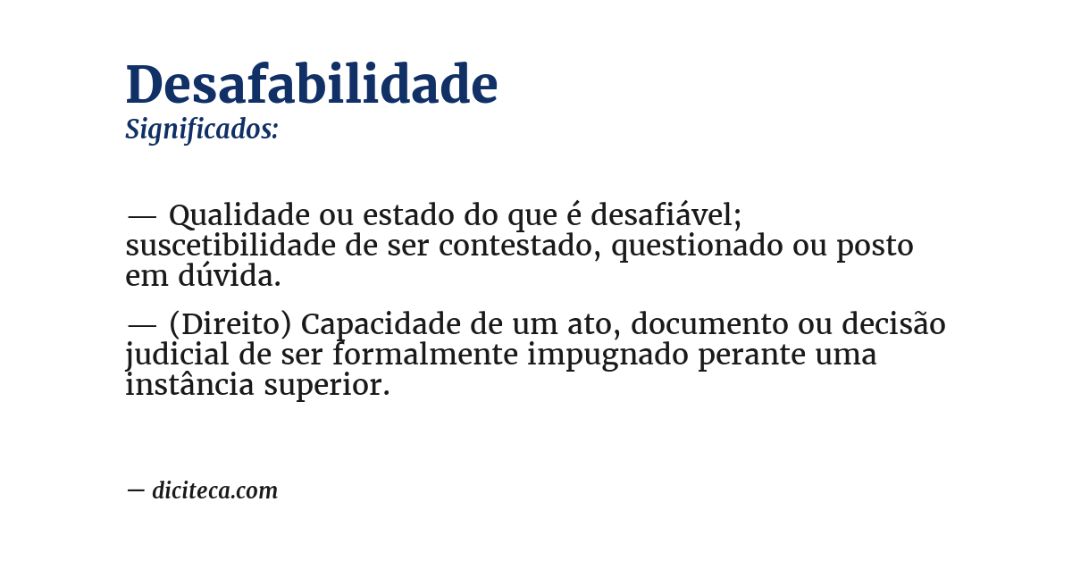 Significado de desafabilidade