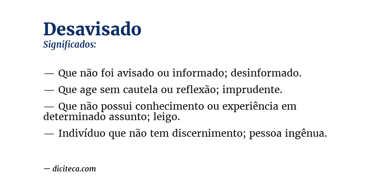 Significado de desavisado