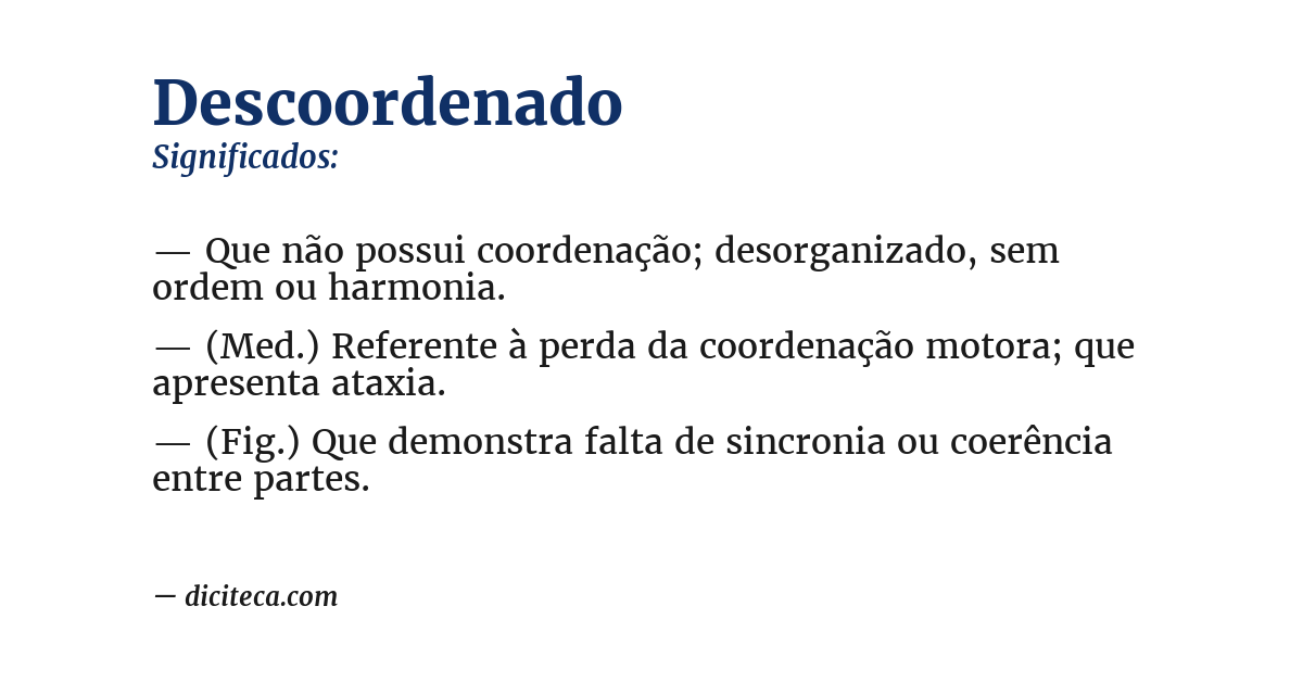 Significado de descoordenado