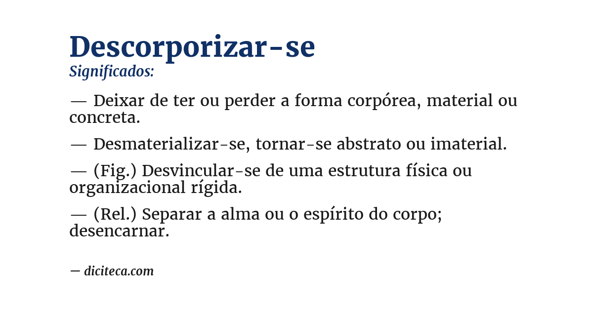 Significado de descorporizar-se