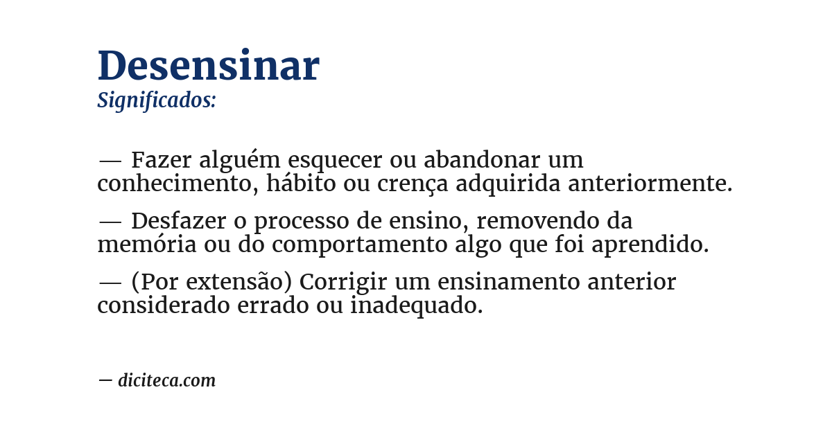 Significado de desensinar